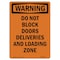 Signmission Safety Sign, OSHA WARNING, 5" Height, Do Not Block Doors Deliveries, Portrait OS-WS-D-35-V-13063 - alternate 1